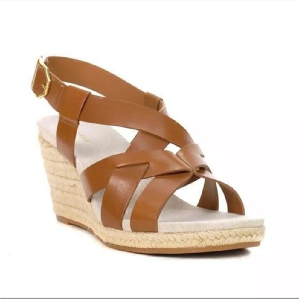 NEW ▶️ Cole Haan◀️ Crystal
Wedge Strappy Leather
Sandals, Honey.
